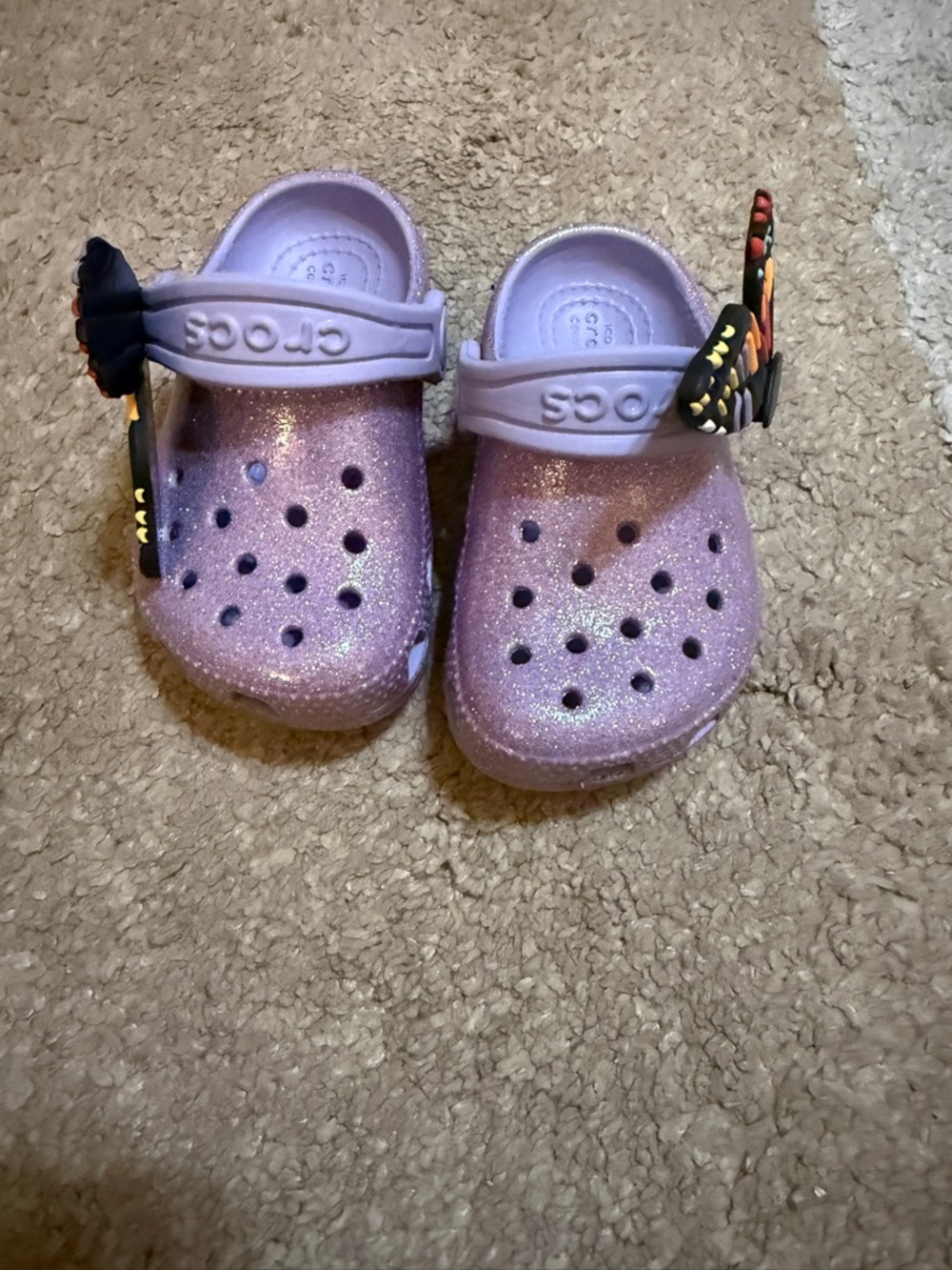 Crocs Kids' I Am Butterfly Purple Glitter Mystic Clogs- size 6